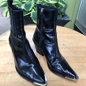 Office Patent Leather Mid Shaft Western Boots